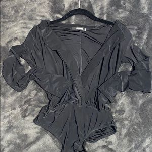 Misguided black deep neck bodysuit